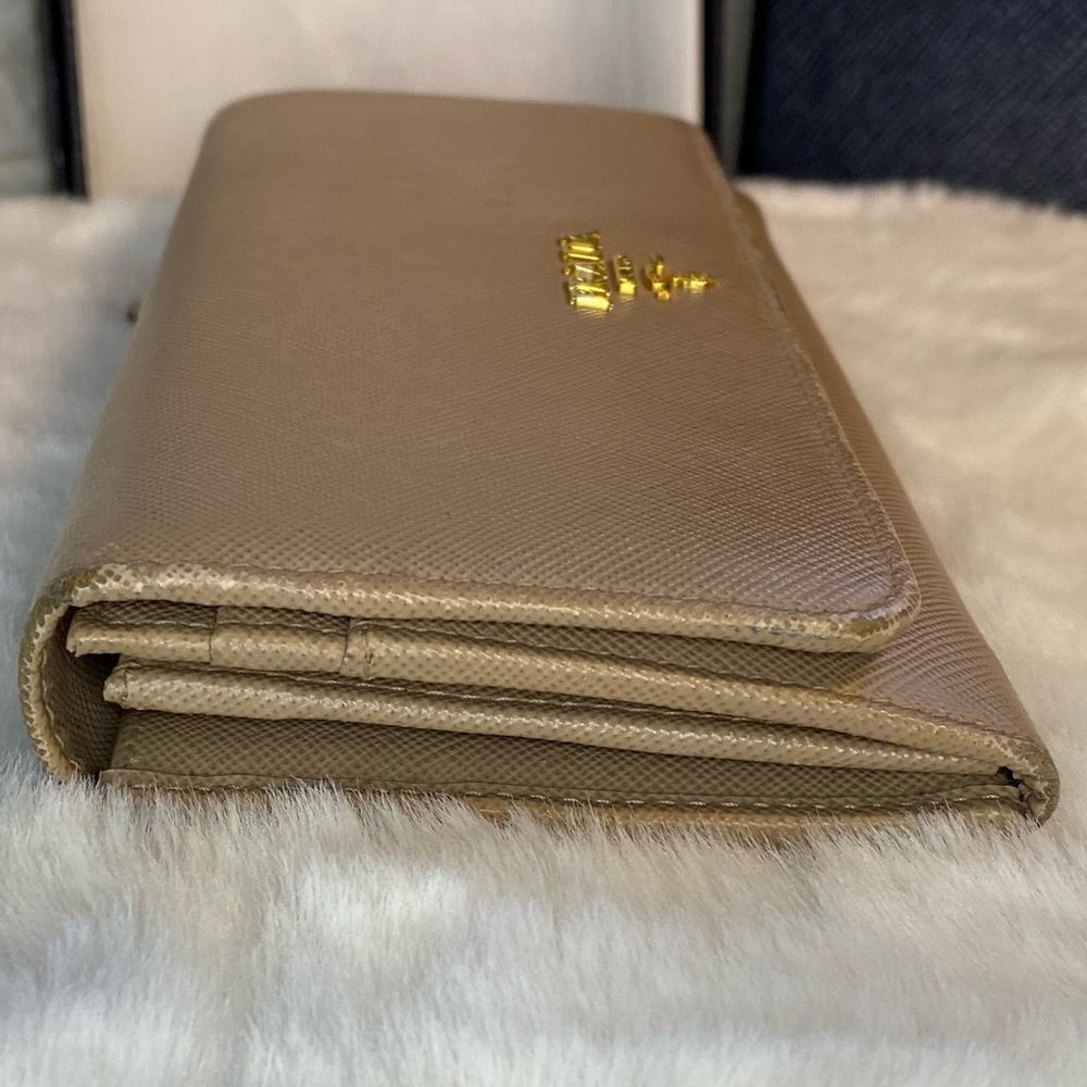 PRADA Cammeo Saffiano Metal Leather Long Continental Wallet taupe minimalist - Picture 4 of 13